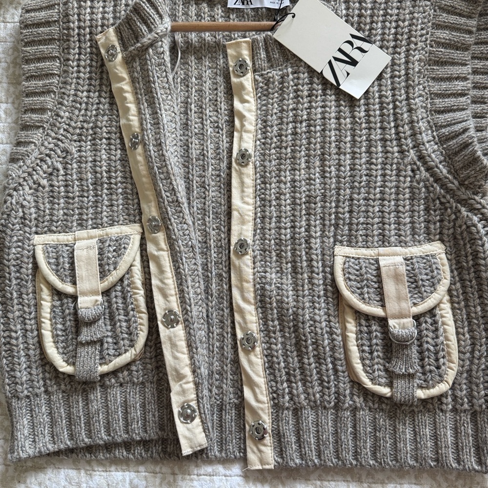 Zara Taupe Knit Sweater Vest - Picture 9 of 9